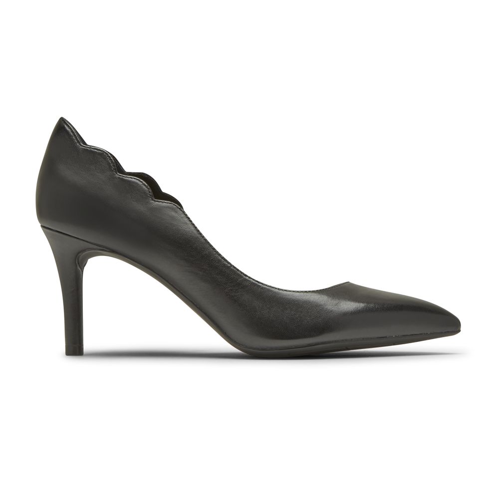 Rockport Canada Total Motion 75Mm Scalloped D'orsay Heel - Womens Pumps Black (JUM328710)